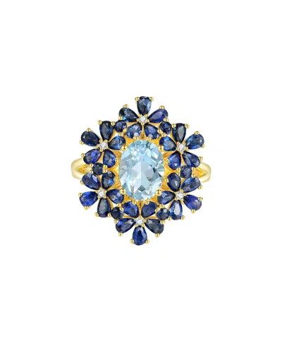 Nina Zhou Jewelry 14k 4.46 Ct. Tw. Diamond & Gemstone Cocktail Ring In Blue