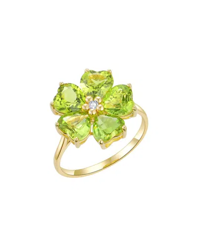 Nina Zhou Jewelry 14k 5.03 Ct. Tw. Diamond & Peridot Cocktail Ring In Green