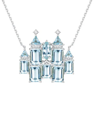 Nina Zhou Jewelry 14k 5.24 Ct. Tw. Aquamarine Pendant Necklace In Metallic