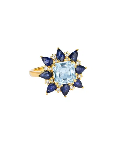 Nina Zhou Jewelry 14k 5.36 Ct. Tw. Diamond & Gemstone Cocktail Ring In Blue