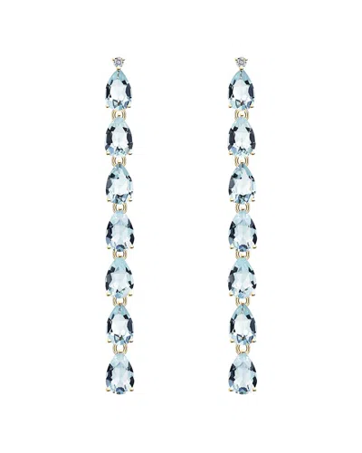 Nina Zhou Jewelry 14k 5.64 Ct. Tw. Diamond & Aquamarine Drop Earrings In Blue