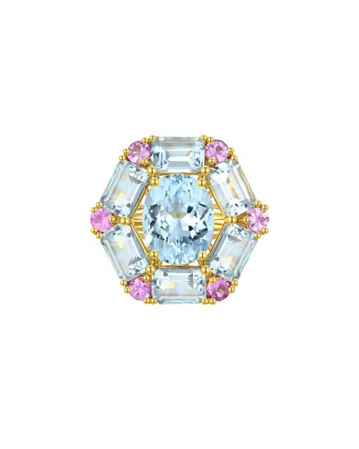 Nina Zhou Jewelry 14k 6.10 Ct. Tw. Gemstone Cocktail Ring In Blue