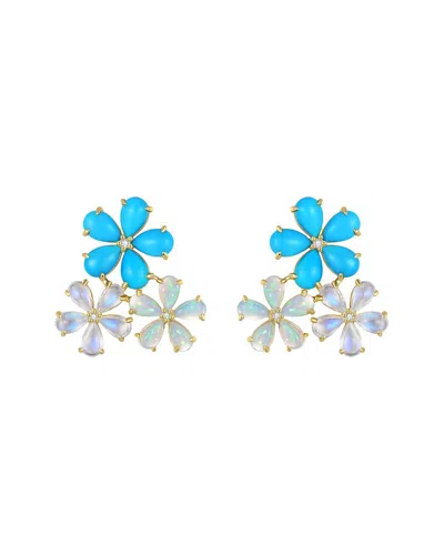 Nina Zhou Jewelry 14k 7.02 Ct. Tw. Diamond & Gemstone Stud Earrings In Gold