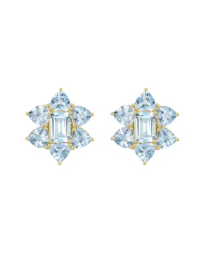 Nina Zhou Jewelry 14k 7.20 Ct. Tw. Aquamarine Cluster Earrings In Gold