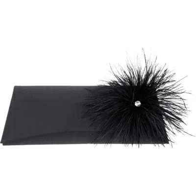 Nina Zosia-z Feather Trim Clutch In Black