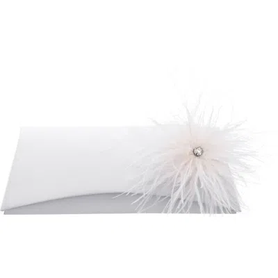 Nina Zosia-z Feather Trim Clutch In White