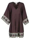 Ninaleuca Linen Short Dress In Purple