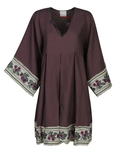 NINALEUCA DARK PURPLE LINEN SHORT DRESS