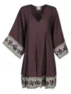 Ninaleuca Linen Short Dress In Purple