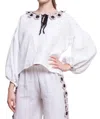 Ninaleuca Loulou Linen Blouse In White In White