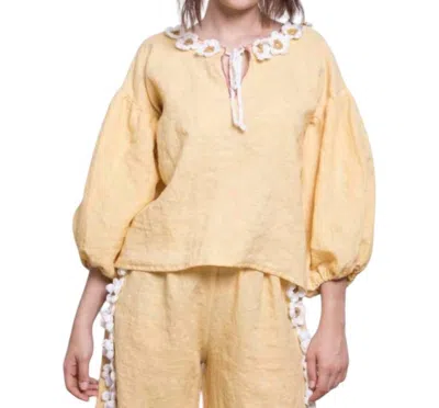 Ninaleuca Loulou Linen Blouse In Yellow
