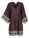 Ninaleuca Linen Short Dress In Purple