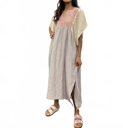 Ninaleuca Scirocco Dress In Beige, Red And Lilac Tricolor In Gray