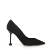 Ninalilou Pump Camoscio Nero Tacco Metallo 100 Mm With Pointed Toe And Suede Finish In White