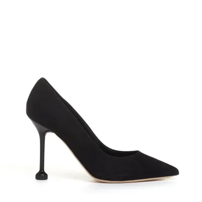 Ninalilou Pump Camoscio Nero Tacco Metallo 100 Mm With Pointed Toe And Suede Finish In White