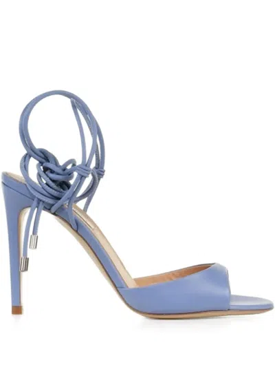 Ninalilou 105mm Lace-up Leather Sandals In Blue