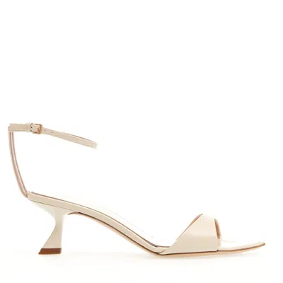 Ninalilou 50mm Heel Butter Patent Sandals In Neutrals