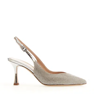 Ninalilou 75mm Heel  Silver Slingback And Rhinestones In Gold