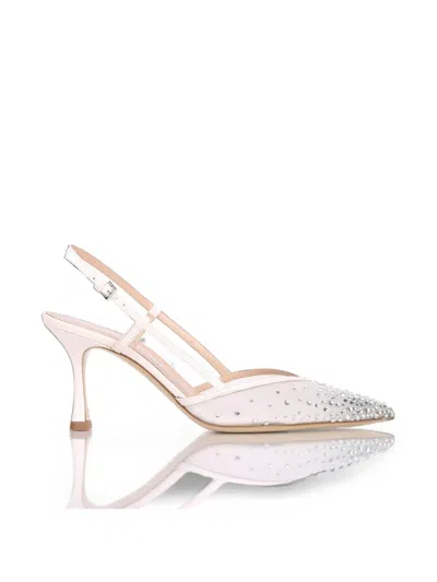 Ninalilou Amy Embellished Mesh Pumps In Pink