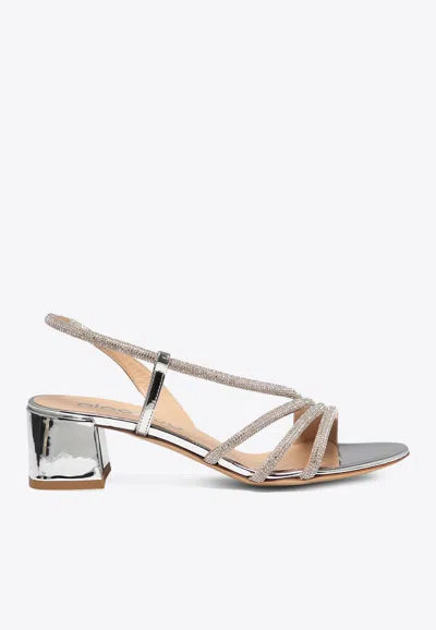 Ninalilou Baby 55 Mirrored Leather Sandals In Silver