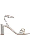 Ninalilou Buckle-detail Block-heel Sandals In Silver