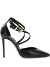 Ninalilou Buckled-strap Pointed-toe Pumps In Black