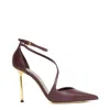 Ninalilou Burgundy Leather Pumps With Ankle Straps In Burgundy