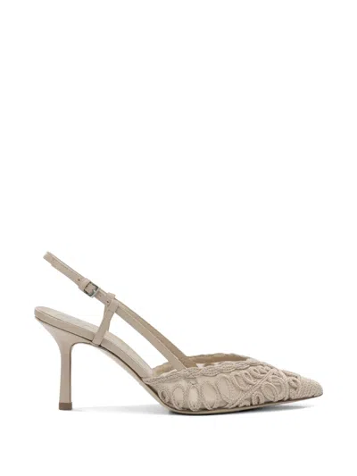 Ninalilou Crochet-knit Slingback Pumps In Neutral