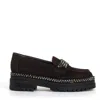Ninalilou Ebony Suede Moccasin With Dazzling Rhinestone Buckle In Black