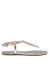 Ninalilou Leather Flat Sandal In Silver