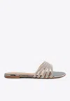Ninalilou Silver Leather Sandals With Shimmering Straps In Silver