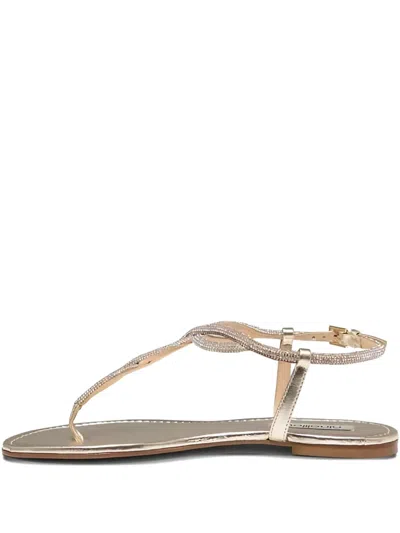 Ninalilou Embellished Knotted Flat Sandals In Gold