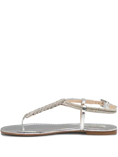Ninalilou Frida Embellished-braided Sandals In Silver