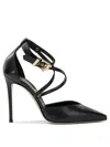 Ninalilou Buckled-strap Pointed-toe Pumps In Black