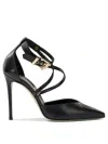 Ninalilou Buckled-strap Pointed-toe Pumps In Black