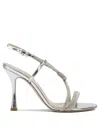 Ninalilou Silver Leather Sandals With Delicate Embellishments In Silver