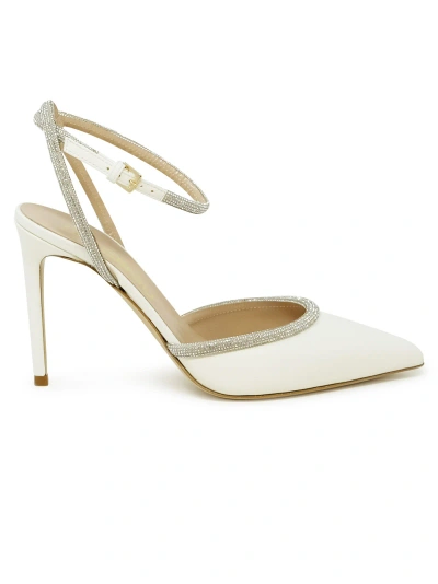 Ninalilou Ivory Leather Pumps With Swarovski In White