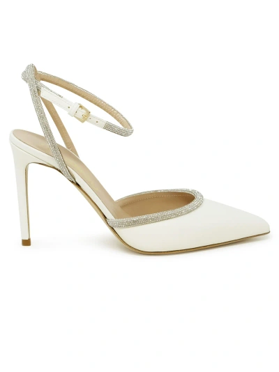 Ninalilou Ivory Leather Pumps With Swarovski