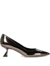 Ninalilou Pumps In Mirror Effect Leather Heeled Shoes Grey In Purple