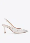 Ninalilou Crystal-embellished Slingback Pumps In White