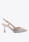 Ninalilou Mya 70 Rhinestone Embellished Slingback Pumps In Silver