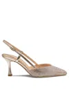 Ninalilou 75mm Heel  Silver Slingback And Rhinestones In Gold
