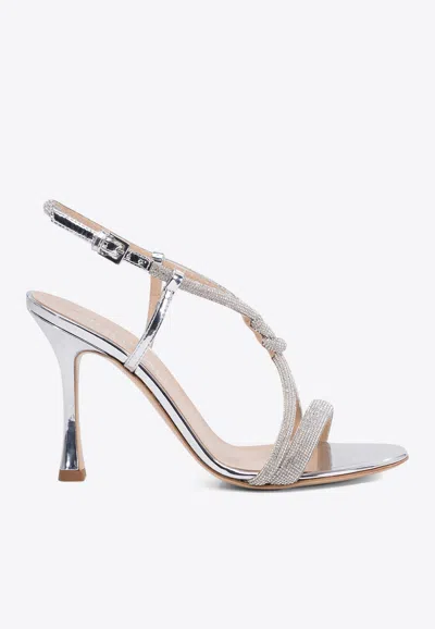 Ninalilou Mya 90 Braided Metallic Sandals In Silver