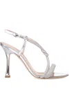 Ninalilou Silver Leather Sandals With Delicate Embellishments In White