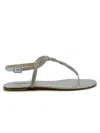 Ninalilou Braided Leather Sandals With Silver Finish In Silver