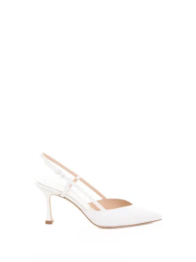 Ninalilou White Leather Slingback Pumps