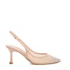 Ninalilou Nude Rhinestone Net Slingback Heel 75mm