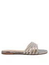 Ninalilou Silver Leather Sandals With Shimmering Straps In Neutral