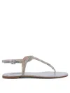 Ninalilou Leather Flat Sandal In Silver