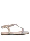 Ninalilou Elisa Crystal Embellished Leather Sandals In Gold